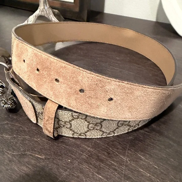 Gucci Dionysus GG Supreme Belt Tan Leather Belt 85 display picture 3